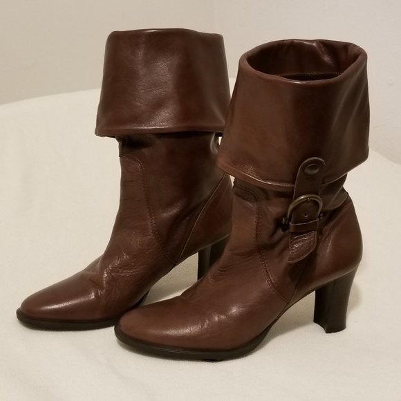 Carisma Leather Pull-On Boots Change Calf to Ankle Brown 7 1/2 Made in Italy - Picture 1 of 12